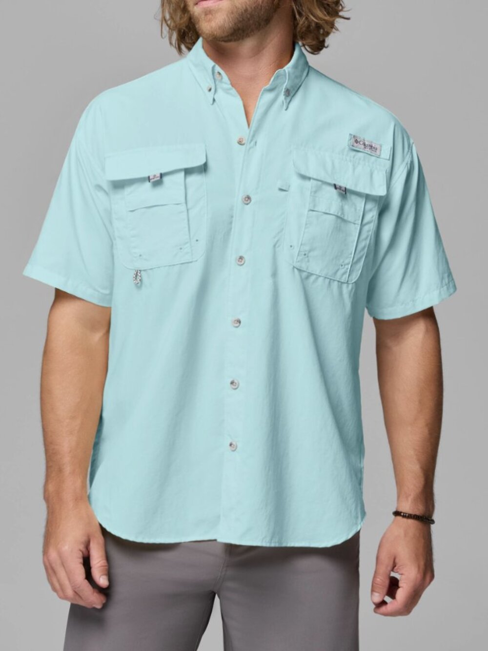 Men's PFG Bahama II Short Sleeve Shirt in Gulf Stream